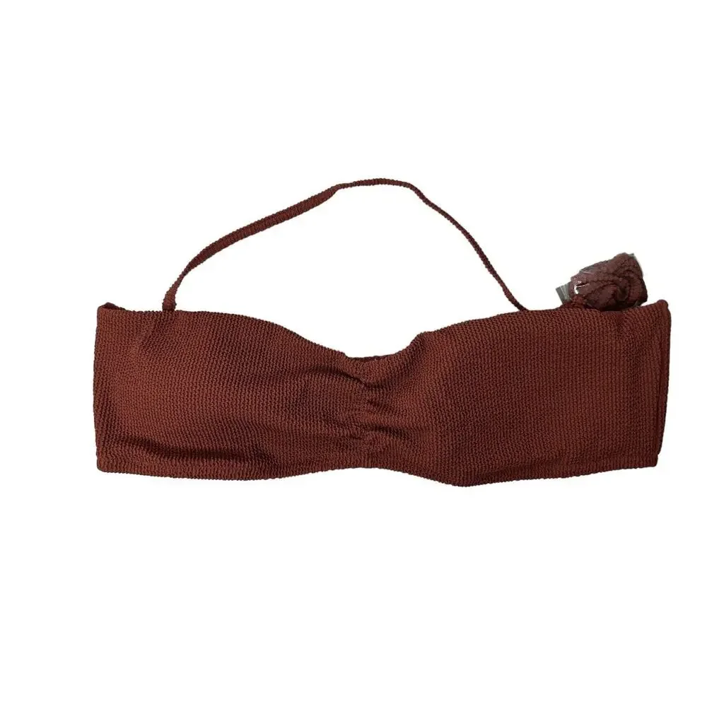NWT J Crew Womens Scrunchie Sweetheart Bikini Top 3X Removable Straps Brown‎